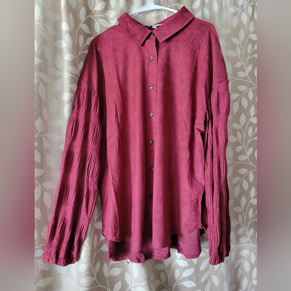 White Birch Dark Berry 1X Button Up